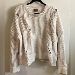 POL Distressed Ivory Chunky Sweater